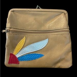VTG 70s Lady’s Pride Clutch Wallet Case Textured Color Appliques Zipper Front